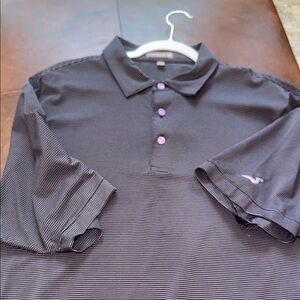 Peter Millar Men's Black Striped Polo Shirt